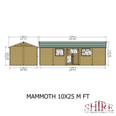 10x25 Shire Mammoth Professional Shed - dimensions