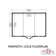 Shire 12 x 18 (3.73m x 5.39m) Shire Mammoth Professional Apex Shed