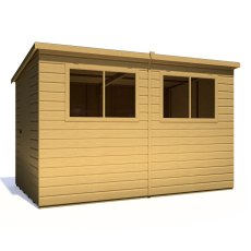 10x6 Shire Caldey Professional Pent Shed - isolated side angle view