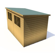 10x6 Shire Caldey Professional Pent Shed - isolated back angle view