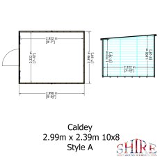 10x8 Shire Caldey Professional Pent Shed - footprint