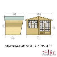 10x6 Shire Gold Sandringham Summerhouse - dimensions