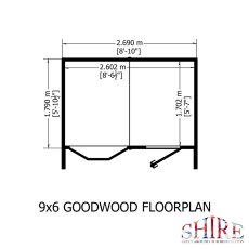 Shire 9 x 6 (2.69m x 1.79m) Shire Gold Goodwood Summerhouse