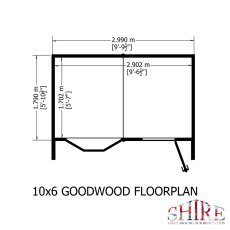 10x6 Shire Gold Goodwood Summerhouse - footprint