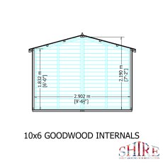 10x6 Shire Gold Goodwood Summerhouse - internal dimensions