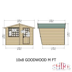 10x8 Shire Gold Goodwood  Summerhouse - dimensions