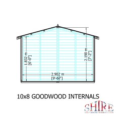 10x8 Shire Gold Goodwood  Summerhouse - internal dimensions