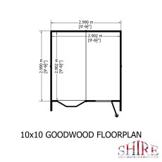 10x10 Shire Gold Goodwood Summerhouse - footprint