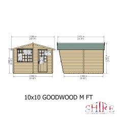 10x10 Shire Gold Goodwood Summerhouse - dimensions