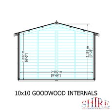 10x10 Shire Gold Goodwood Summerhouse - internal dimensions