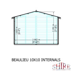 10x10 Shire Gold Beaulieu Summerhouse - internal dimensions