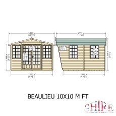 10x10 Shire Gold Beaulieu Summerhouse - dimensions