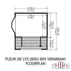 8 x 9 Shire Gold Fleur De Lys Summerhouse - floor plan