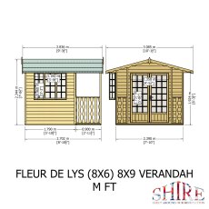 8 x 9 Shire Gold Fleur De Lys Summerhouse - dimensions