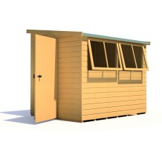 8x6 Shire Norfolk Professional Pent Shed - isolated angle view, doors open