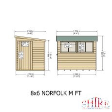 8x6 Shire Norfolk Professional Pent Shed - dimensions