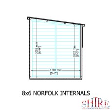 8x6 Shire Norfolk Professional Pent Shed - internal dimensions
