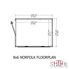 8x6 Shire Norfolk Professional Pent Shed - footprint