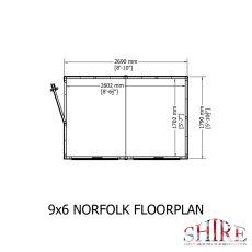 9x6 Shire Norfolk Professional Pent Shed - footprint