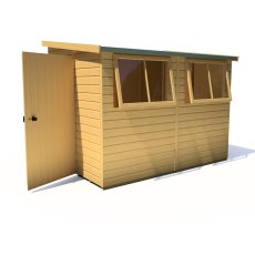 9x6 Shire Norfolk Professional Pent Shed - isolated angle view, doors open