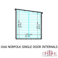 10x6 Shire Norfolk Professional Pent Shed - internal dimensions