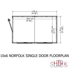 10x6 Shire Norfolk Professional Pent Shed - footprint