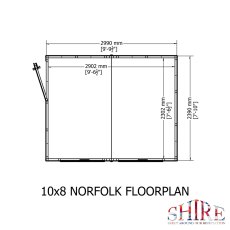 10x8 Shire Norfolk Professional Pent Shed - footprint
