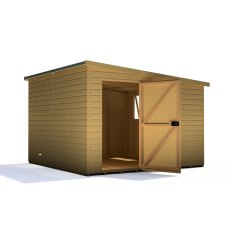 10x10 Shire Norfolk Professional Pent Shed - isolated door view