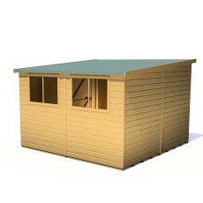 10x10 Shire Norfolk Professional Pent Shed - isolated back angle view
