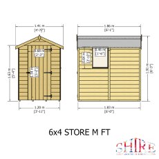 6x4 Shire Shetland Shiplap Shed - dimensions