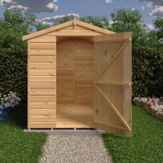 7x5 Shire Shiplap Shed - in situ, front view, doors open