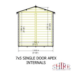 7x5 Shire Shiplap Shed - internal dimensions