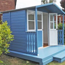 Shire Houghton Summerhouse - painted blue and angled view