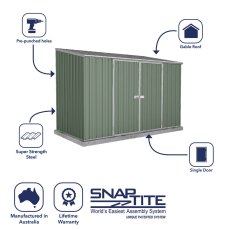 10x5 Space Saver Metal Shed in Pale Eucalyptus - snap tite