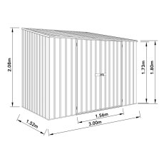 10x5 Space Saver Metal Shed in Pale Eucalyptus - dimensions