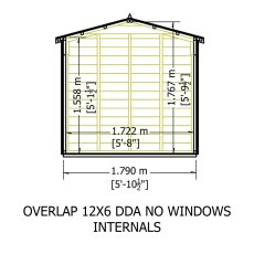 12x6 Shire Value Overlap Shed - Windowless - internal dimensions