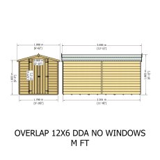 12x6 Shire Value Overlap Shed - Windowless - dimensions