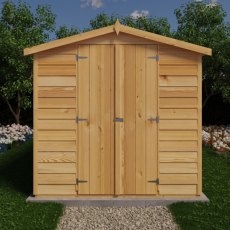 12x6 Shire Value Overlap Shed - Windowless - in situ, front view, doors closed