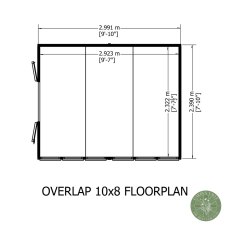 10 x 8 Shire Value Overlap Apex Garden Shed with Double Doors - footprint