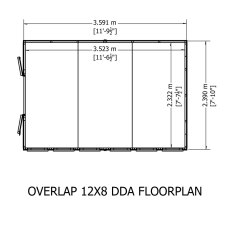 12x8 Shire Value Overlap Apex Garden Shed - footprint