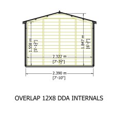 12x8 Shire Value Overlap Apex Garden Shed - internal dimensions