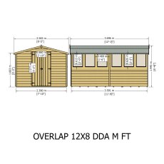 12x8 Shire Value Overlap Apex Garden Shed - dimensions