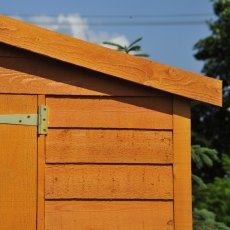 12x8 Shire Value Overlap Apex Garden Shed - in situ, facias