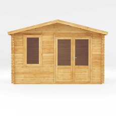 4mx3m Mercia Retreat Log Cabin (28mm to 44mm Logs) - UPVC - isolated front view