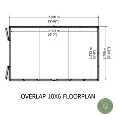 10x6 Shire Value Overlap Apex Shed with Double Doors - footprint