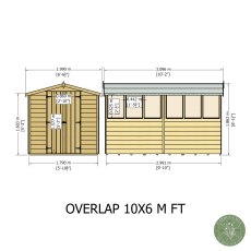 10x6 Shire Value Overlap Apex Shed with Double Doors - dimensions