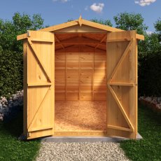 10x6 Shire Value Overlap Apex Shed with Double Doors - in situ, front view