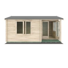 14Gx17 Shire Twyford Log Cabin (34mm to 70mm Logs) - isolated front view, doors closed