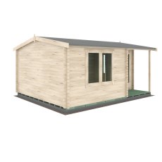 14Gx17 Shire Twyford Log Cabin (34mm to 70mm Logs) - isolated back angle view, doors closed