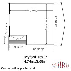 16Gx17 Shire Twyford Log Cabin (34mm to 70mm Logs) - footprint